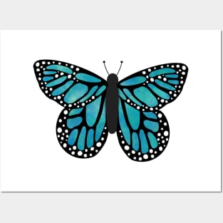 Teal butterfly Posters and Art